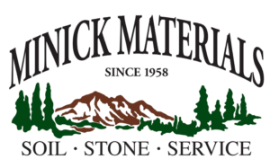 Minick Materials logo with text Soil, Stone, Service