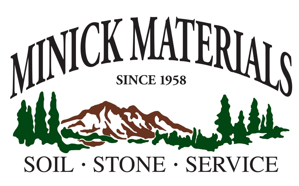 Minick Materials logo with text Soil, Stone, Service