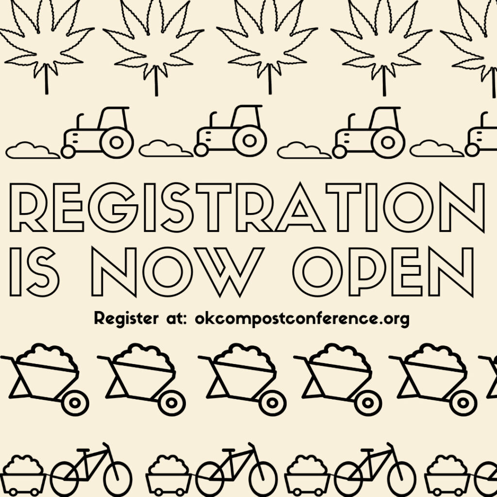 "Registration is now open" graphic for OK Compost 2020